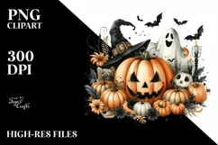 Halloween Pumpkin Watercolor PNG Product Image 1