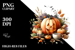 Halloween Pumpkin Watercolor PNG Product Image 2