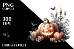 Halloween Pumpkin Watercolor PNG Product Image 1