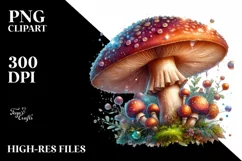 Shiny Watercolor Mushroom Splash PNG Product Image 1