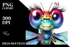 Vibrant Watercolor Dragonfly Cute Portrait Product Image 1