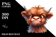 Funny Baby Face Highland Cow PNG Product Image 2