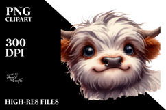 Funny Baby Face Highland Cow PNG Product Image 2