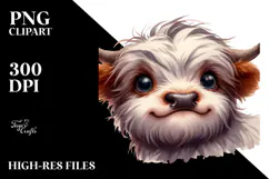 Funny Baby Face Highland Cow PNG Product Image 2