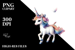Colorful Baby Unicorn in French Village PNG Product Image 2