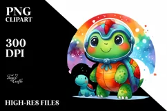 Colorful Turtle in Dinosaur Suit PNG Product Image 1