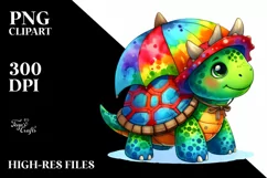 Colorful Turtle in Dinosaur Suit PNG Product Image 1