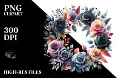 Colorful Wreath with Black Roses | Clipart Product Image 2