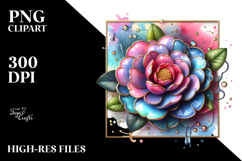 Abstract Colorful Camellia Frame PNG Product Image 2