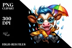 Cute Baby Cow Jumping PNG Product Image 1