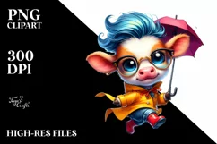 Cute Baby Cow Jumping PNG Product Image 3