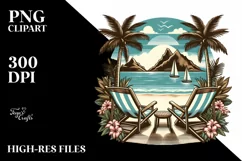 Vintage Tropical Island Beach Chairs | Clipart Product Image 3