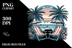 Vintage Tropical Island Beach Chairs | Clipart Product Image 1