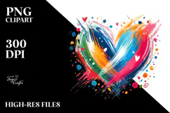 Colorful Paintbrush Heart PNG Product Image 2