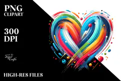 Colorful Paintbrush Heart PNG Product Image 2