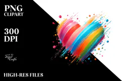 Colorful Paintbrush Heart PNG Product Image 2