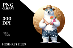 Funky Polar Bear Beachwear Cocktail PNG Product Image 2