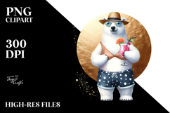Funky Polar Bear Drinking Cocktail, PNG Product Image 2