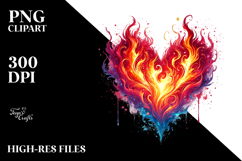 Digital Fire Heart PNG Product Image 2