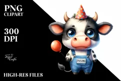 Watercolor Baby Cow Party Hat Contempt Product Image 1