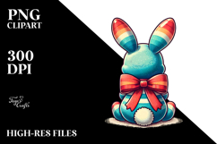 Creative Vintage Bunny Sitting View From Back PNG Product Image 2