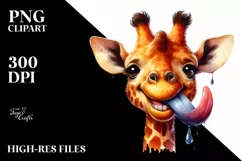 Funny Cute Giraffe Smiling Watercolor Clipart Product Image 3