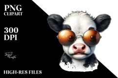 Funny Baby Cow with Cool Sunglasses PNG Product Image 2