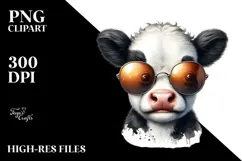 Funny Baby Cow with Cool Sunglasses PNG Product Image 2