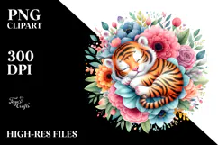 Colorful Cute Baby Tiger Sleeping | Sublimation | Clipart Product Image 2