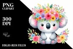 Cartoon-Style Koala Flower Crown | Watercolor Product Image 3