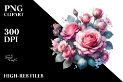 Colorful Vibrant Pink Roses PNG Product Image 2