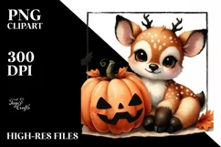 Baby Deer with Pumpkin, PNG Product Image 1