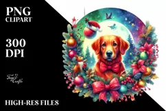 Retro Christmass Dog PNG Product Image 1