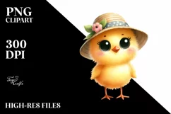 Shy Chick Portrait with Sun Hat | Clipart Product Image 1