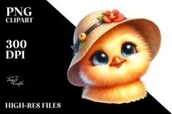 Shy Chick Portrait with Sun Hat | Clipart Product Image 1