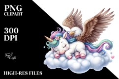Cute Baby Unicorn Watercolor Clipart Product Image 3