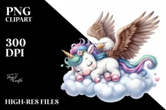 Cute Baby Unicorn Watercolor Clipart Product Image 3