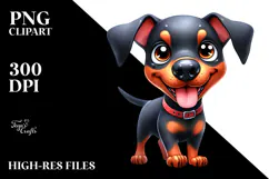 Cartoon Doberman Pinscher Watercolor PNG Product Image 2