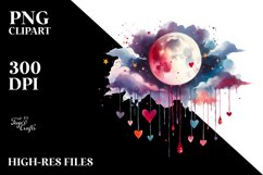 Simple Sketchy Moon with Blood and Hearts PNG Product Image 2