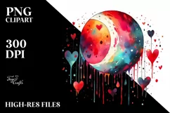 Simple Sketchy Moon with Blood and Hearts PNG Product Image 2