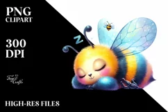 Colorful Sleeping Baby Bee | Clipart Product Image 1