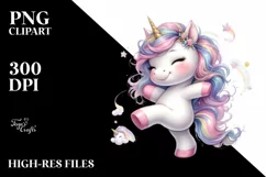 Cute Baby Unicorn Dancing | Watercolor Product Image 3
