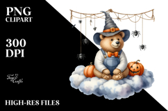 Scary Bear on Cloud Halloween Clipart Product Image 2