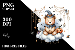 Scary Bear on Cloud Halloween PNG Product Image 2