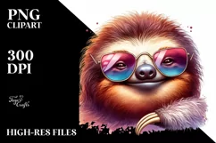 Funny Cute Sloth Smiling Watercolor Clipart Product Image 3