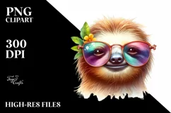 Funny Cute Sloth Smiling Watercolor Clipart Product Image 1