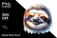 Funny Cute Sloth Smiling Watercolor Clipart Product Image 1