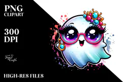 Goofy Cute Ghost with es, Transparent PNG Product Image 2