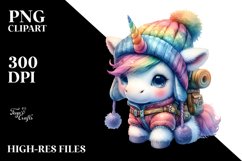 Colorful Baby Unicorn in Mountaineer&#039;s Gear Product Image 1