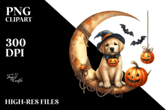Autumn Puppy with Jack-o&#039;-Lanterns PNG Product Image 2